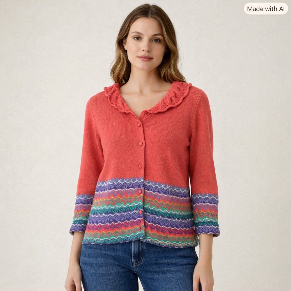 Cullinane knit cardigan Coral Pink Size Medium Vintage